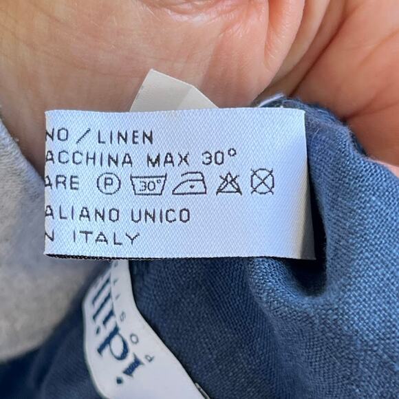 Idillio positano Blue 100% linen cropped pants women's size small - Picture 8 of 8